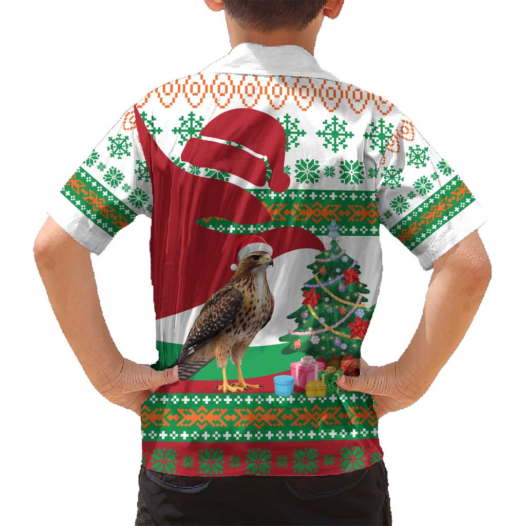 Lebanon Christmas Family Matching Long Sleeve Bodycon Dress and Hawaiian Shirt with Falcon, Holiday Tree, and Red Green Snowflake Pattern - Wonder Print Shop
