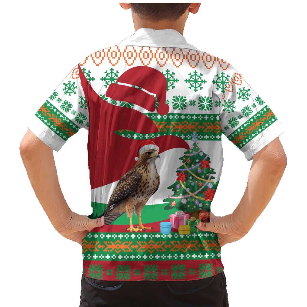 Lebanon Christmas Family Matching Mermaid Dress and Hawaiian Shirt with Falcon, Holiday Tree, and Red Green Snowflake Pattern - Wonder Print Shop