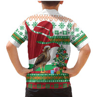 Lebanon Christmas Family Matching Mermaid Dress and Hawaiian Shirt with Falcon, Holiday Tree, and Red Green Snowflake Pattern - Wonder Print Shop