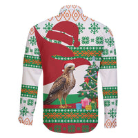 Lebanon Christmas Family Matching Off The Shoulder Long Sleeve Dress and Hawaiian Shirt with Falcon, Holiday Tree, and Red Green Snowflake Pattern - Wonder Print Shop