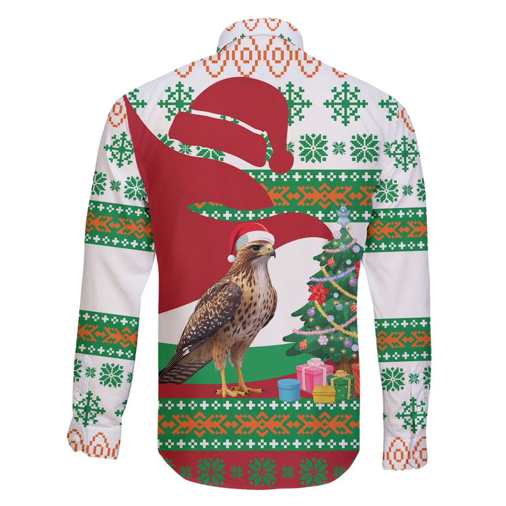 Lebanon Christmas Family Matching Off Shoulder Maxi Dress and Hawaiian Shirt with Falcon, Holiday Tree, and Red Green Snowflake Pattern - Wonder Print Shop