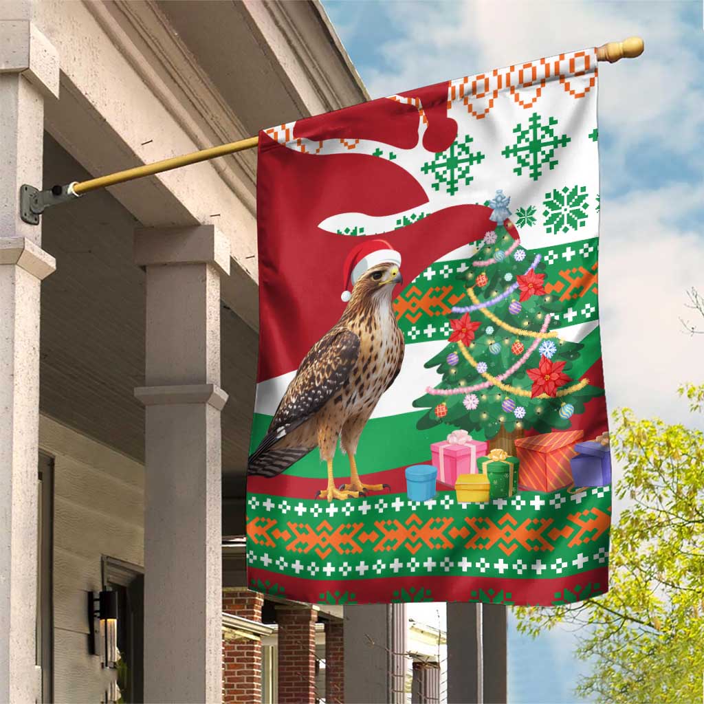 Lebanon Christmas Garden Flag with Falcon, Holiday Tree, and Red Green Snowflake Pattern - Wonder Print Shop