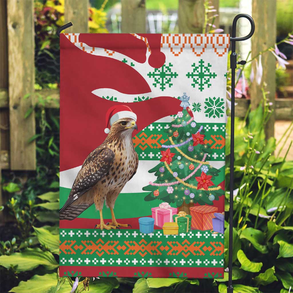Lebanon Christmas Garden Flag with Falcon, Holiday Tree, and Red Green Snowflake Pattern - Wonder Print Shop
