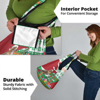 Lebanon Christmas Grocery Bag with Falcon, Holiday Tree, and Red Green Snowflake Pattern - Wonder Print Shop