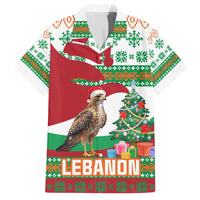 Lebanon Christmas Hawaiian Shirt with Falcon, Holiday Tree, and Red Green Snowflake Pattern - Wonder Print Shop