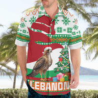 Lebanon Christmas Hawaiian Shirt with Falcon, Holiday Tree, and Red Green Snowflake Pattern - Wonder Print Shop