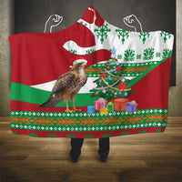 Lebanon Christmas Hooded Blanket with Falcon, Holiday Tree, and Red Green Snowflake Pattern - Wonder Print Shop