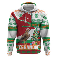 Lebanon Christmas Hoodie with Falcon, Holiday Tree, and Red Green Snowflake Pattern - Wonder Print Shop