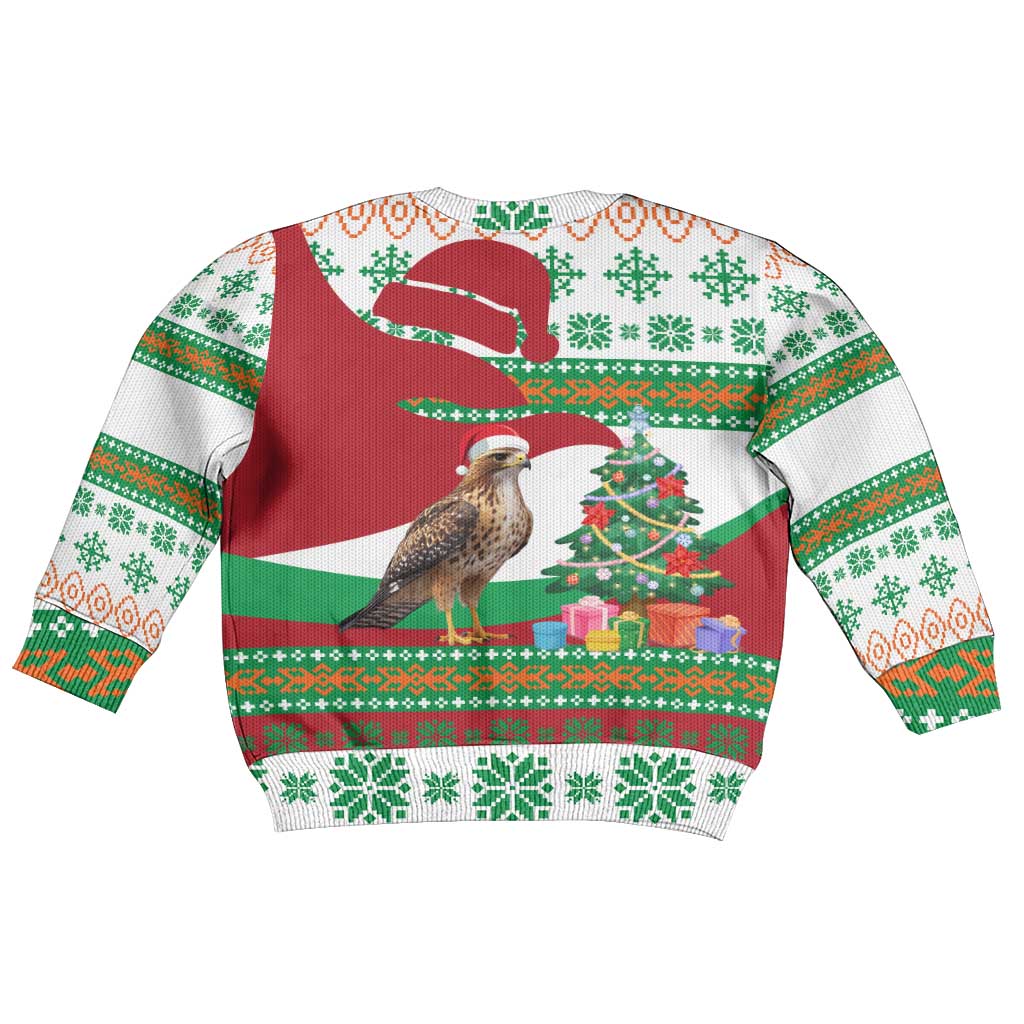 Lebanon Christmas Kid Ugly Christmas Sweater with Falcon, Holiday Tree, and Red Green Snowflake Pattern - Wonder Print Shop