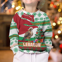 Lebanon Christmas Kid Ugly Christmas Sweater with Falcon, Holiday Tree, and Red Green Snowflake Pattern - Wonder Print Shop