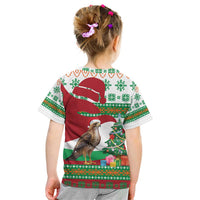 Lebanon Christmas Kid T Shirt with Falcon, Holiday Tree, and Red Green Snowflake Pattern - Wonder Print Shop