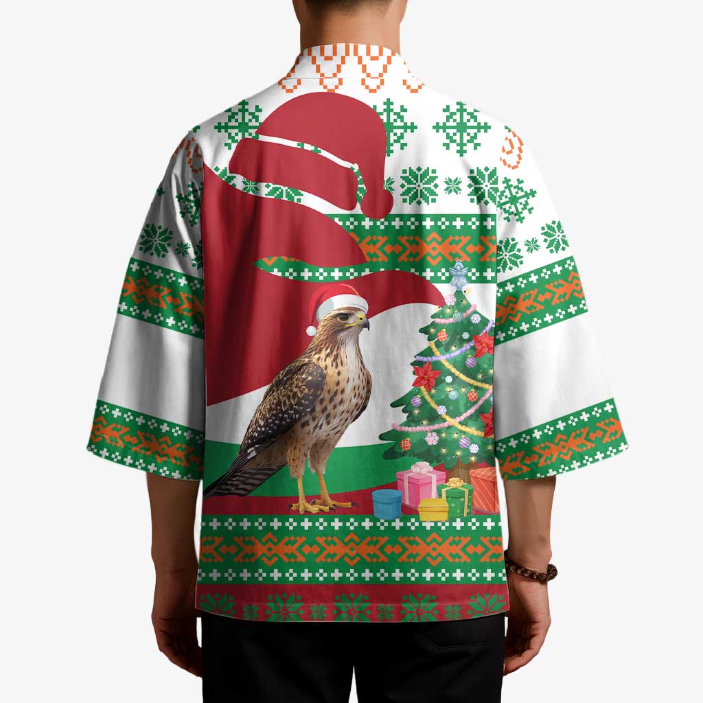 Lebanon Christmas Kimono with Falcon, Holiday Tree, and Red Green Snowflake Pattern - Wonder Print Shop