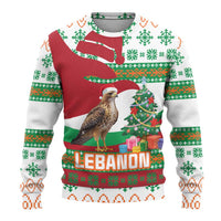 Lebanon Christmas Ugly Christmas Sweater with Falcon, Holiday Tree, and Red Green Snowflake Pattern - Wonder Print Shop