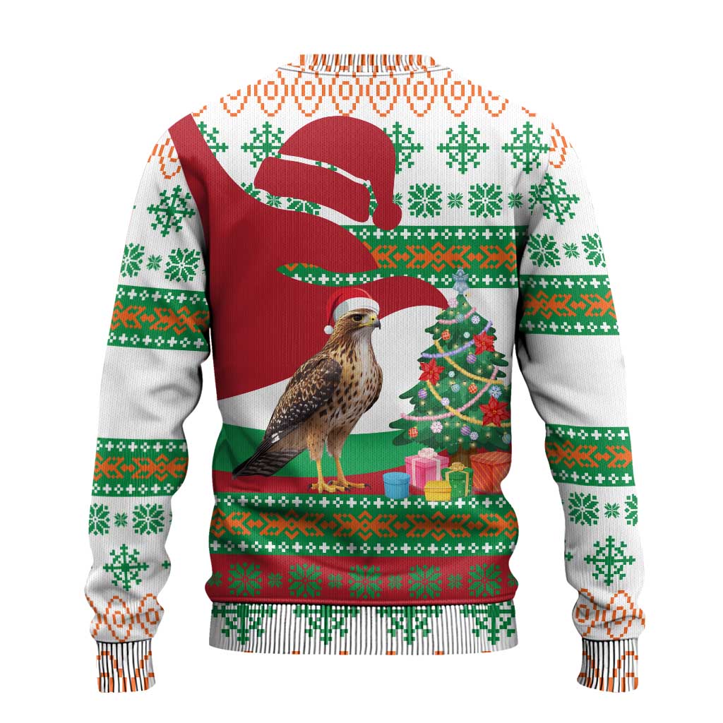 Lebanon Christmas Ugly Christmas Sweater with Falcon, Holiday Tree, and Red Green Snowflake Pattern - Wonder Print Shop