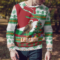 Lebanon Christmas Ugly Christmas Sweater with Falcon, Holiday Tree, and Red Green Snowflake Pattern - Wonder Print Shop