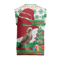 Lebanon Christmas Knitted V-Neck Vest with Falcon, Holiday Tree, and Red Green Snowflake Pattern - Wonder Print Shop