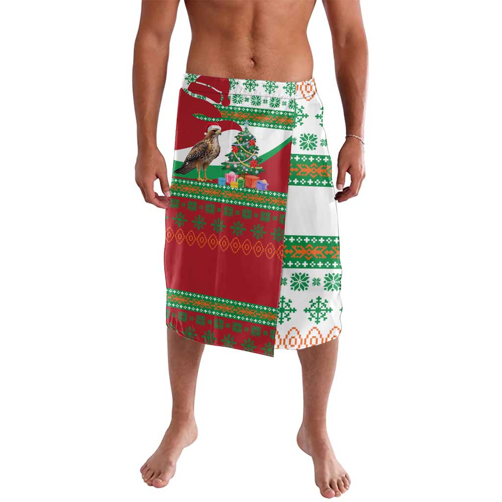 Lebanon Christmas Lavalava with Falcon, Holiday Tree, and Red Green Snowflake Pattern - Wonder Print Shop