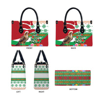 Lebanon Christmas Leather Bag with Falcon, Holiday Tree, and Red Green Snowflake Pattern - Wonder Print Shop