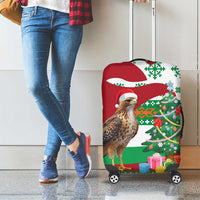 Lebanon Christmas Luggage Cover with Falcon, Holiday Tree, and Red Green Snowflake Pattern - Wonder Print Shop