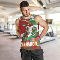 Lebanon Christmas Men Tank Top with Falcon, Holiday Tree, and Red Green Snowflake Pattern - Wonder Print Shop