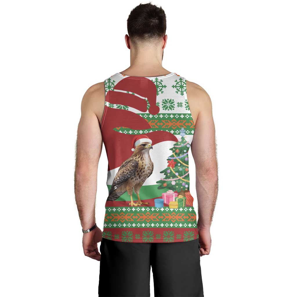 Lebanon Christmas Men Tank Top with Falcon, Holiday Tree, and Red Green Snowflake Pattern - Wonder Print Shop