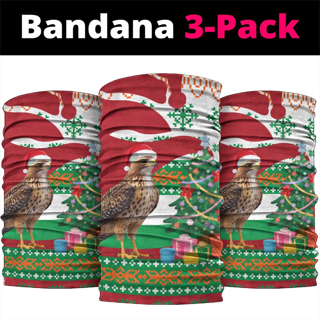 Lebanon Christmas Neck Gaiter with Falcon, Holiday Tree, and Red Green Snowflake Pattern - Wonder Print Shop