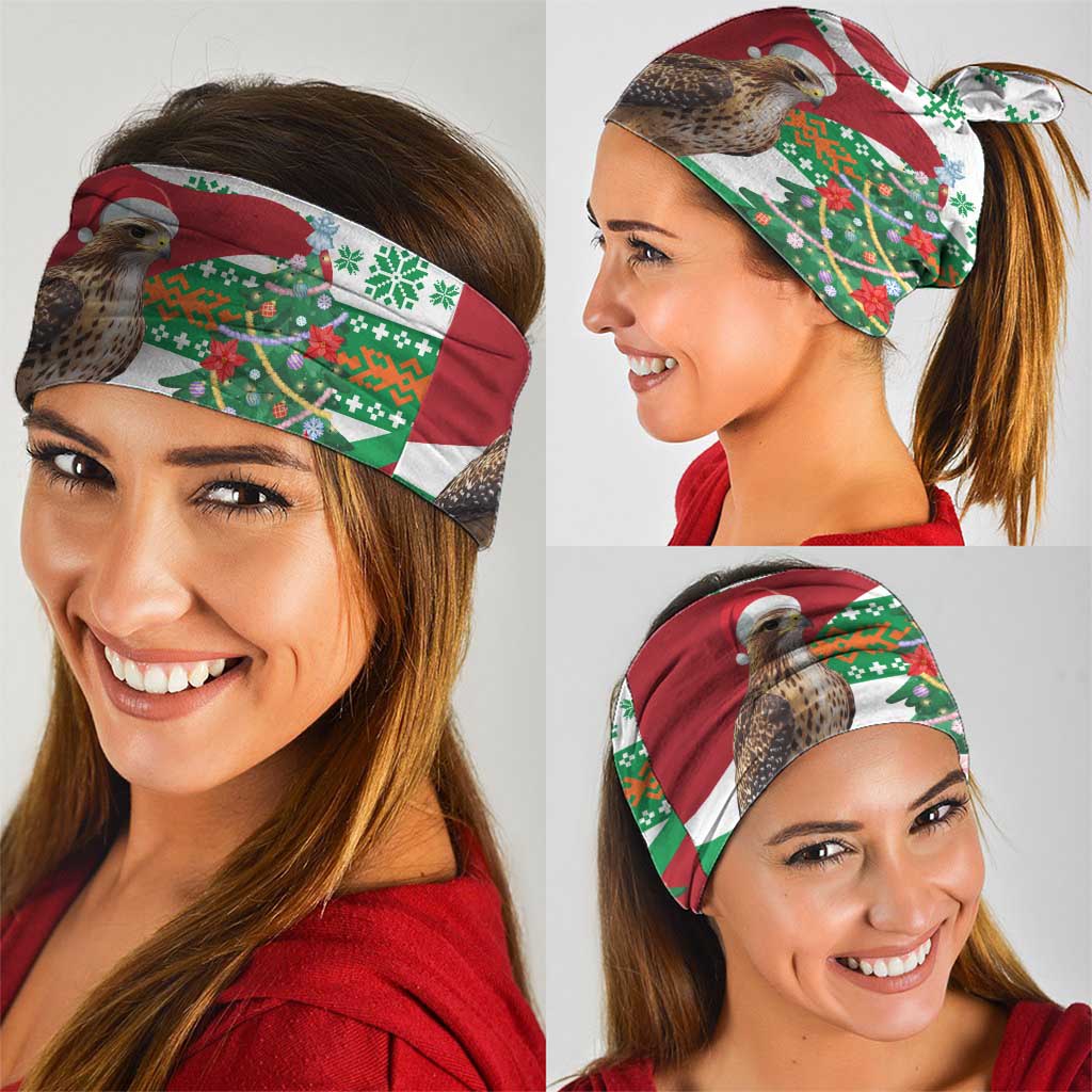 Lebanon Christmas Neck Gaiter with Falcon, Holiday Tree, and Red Green Snowflake Pattern - Wonder Print Shop