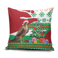 Lebanon Christmas Pillow Cover with Falcon, Holiday Tree, and Red Green Snowflake Pattern - Wonder Print Shop