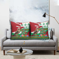 Lebanon Christmas Pillow Cover with Falcon, Holiday Tree, and Red Green Snowflake Pattern - Wonder Print Shop