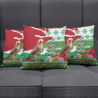 Lebanon Christmas Pillow Cover with Falcon, Holiday Tree, and Red Green Snowflake Pattern - Wonder Print Shop