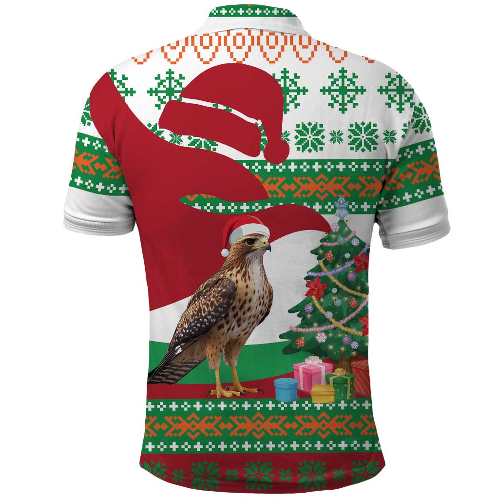 Lebanon Christmas Polo Shirt with Falcon, Holiday Tree, and Red Green Snowflake Pattern - Wonder Print Shop