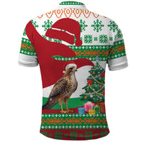 Lebanon Christmas Polo Shirt with Falcon, Holiday Tree, and Red Green Snowflake Pattern - Wonder Print Shop