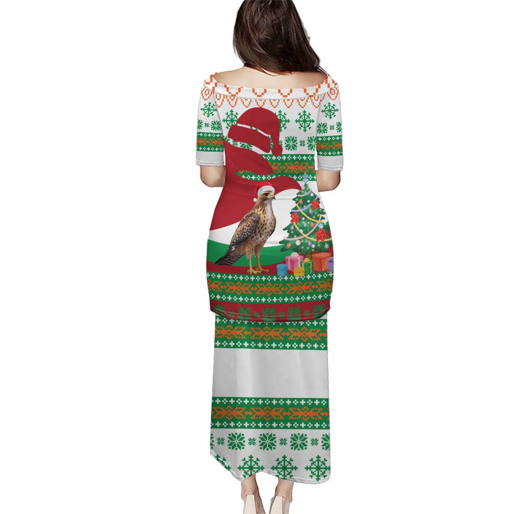 Lebanon Christmas Puletasi with Falcon, Holiday Tree, and Red Green Snowflake Pattern - Wonder Print Shop