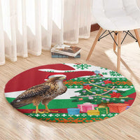 Lebanon Christmas Round Carpet with Falcon, Holiday Tree, and Red Green Snowflake Pattern - Wonder Print Shop