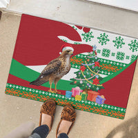 Lebanon Christmas Rubber Doormat with Falcon, Holiday Tree, and Red Green Snowflake Pattern - Wonder Print Shop