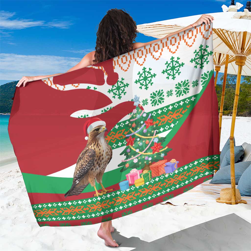 Lebanon Christmas Sarong with Falcon, Holiday Tree, and Red Green Snowflake Pattern - Wonder Print Shop