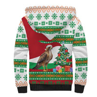 Lebanon Christmas Sherpa Hoodie with Falcon, Holiday Tree, and Red Green Snowflake Pattern - Wonder Print Shop