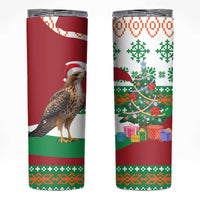 Lebanon Christmas Skinny Tumbler with Falcon, Holiday Tree, and Red Green Snowflake Pattern - Wonder Print Shop