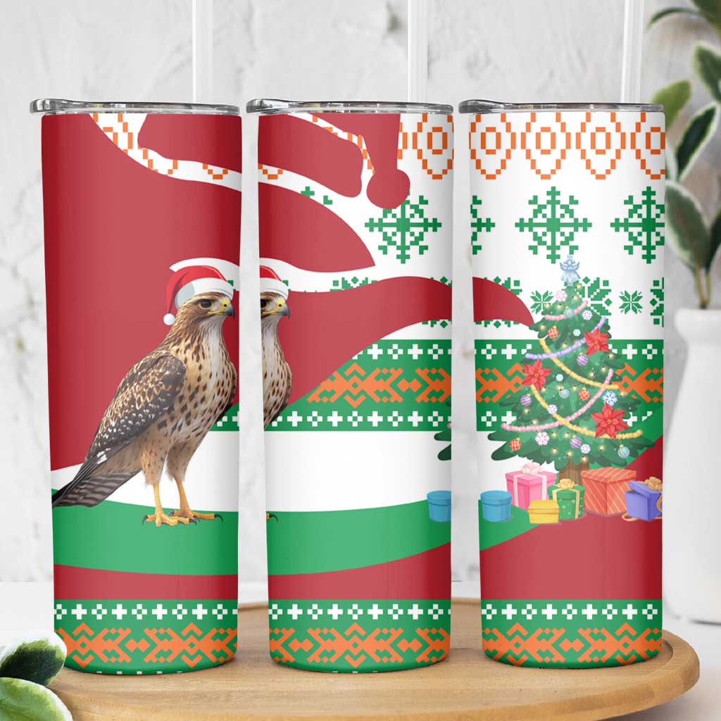 Lebanon Christmas Skinny Tumbler with Falcon, Holiday Tree, and Red Green Snowflake Pattern - Wonder Print Shop
