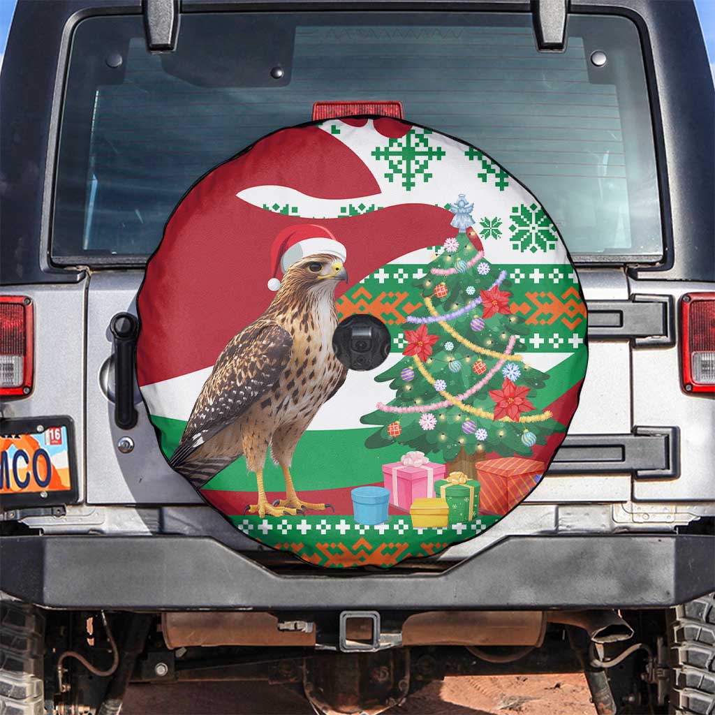 Lebanon Christmas Spare Tire Cover with Falcon, Holiday Tree, and Red Green Snowflake Pattern - Wonder Print Shop
