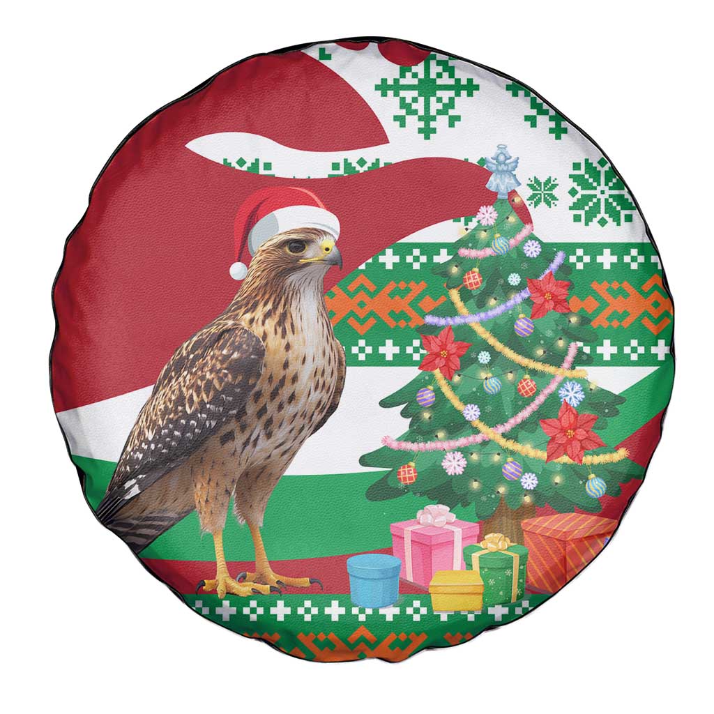 Lebanon Christmas Spare Tire Cover with Falcon, Holiday Tree, and Red Green Snowflake Pattern - Wonder Print Shop