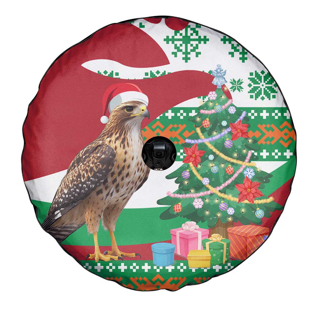 Lebanon Christmas Spare Tire Cover with Falcon, Holiday Tree, and Red Green Snowflake Pattern - Wonder Print Shop