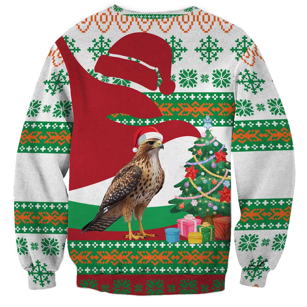 Lebanon Christmas Sweatshirt with Falcon, Holiday Tree, and Red Green Snowflake Pattern - Wonder Print Shop