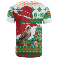Lebanon Christmas T Shirt with Falcon, Holiday Tree, and Red Green Snowflake Pattern - Wonder Print Shop