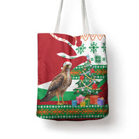Lebanon Christmas Tote Bag with Falcon, Holiday Tree, and Red Green Snowflake Pattern - Wonder Print Shop