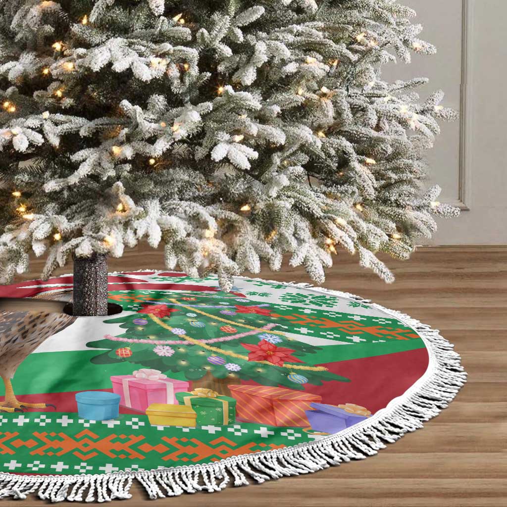 Lebanon Christmas Tree Skirt with Falcon, Holiday Tree, and Red Green Snowflake Pattern - Wonder Print Shop