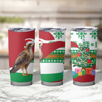 Lebanon Christmas Tumbler Cup with Falcon, Holiday Tree, and Red Green Snowflake Pattern - Wonder Print Shop