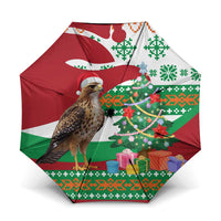 Lebanon Christmas Umbrella with Falcon, Holiday Tree, and Red Green Snowflake Pattern - Wonder Print Shop