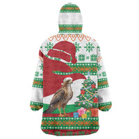 Lebanon Christmas Wearable Blanket Hoodie with Falcon, Holiday Tree, and Red Green Snowflake Pattern - Wonder Print Shop
