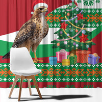 Lebanon Christmas Window Curtain with Falcon, Holiday Tree, and Red Green Snowflake Pattern - Wonder Print Shop